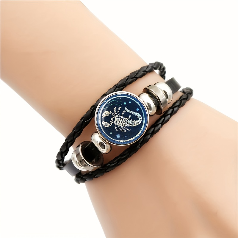 Black Fashion Glass Pattern Scorpio Zodiac Bracelet